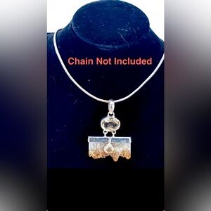 Sterling Silver Citrine Quartz Crystal Pendant Artisan Druzy Unique Gemstone
